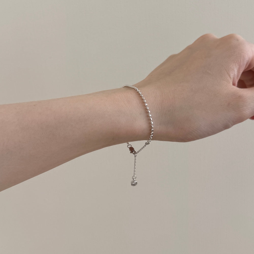 Minimalist Disco Chain Rhodium-Plated Bracelet