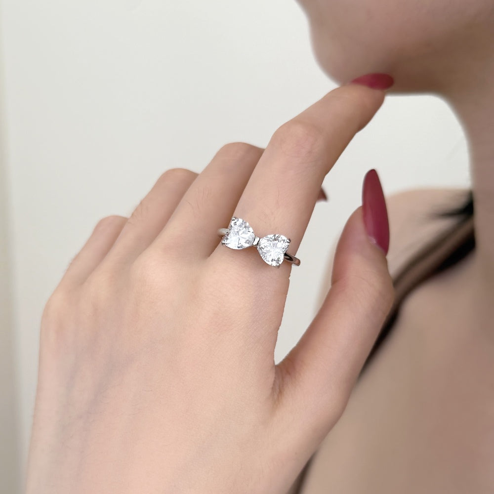 Ribbon Bow Crystal Rhodium-Plated Ring