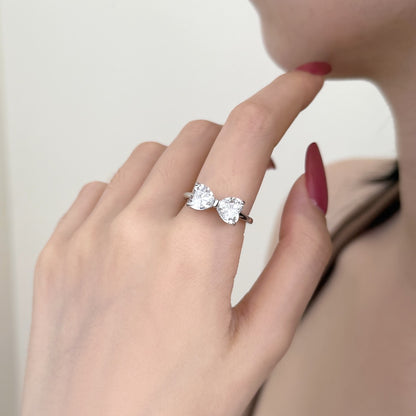 Ribbon Bow Crystal Rhodium-Plated Ring