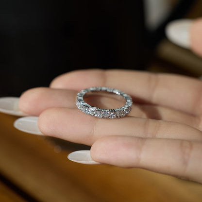 Pear Crystal Eternity Rhodium-Plated Ring