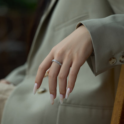 Pear Crystal Eternity Rhodium-Plated Ring