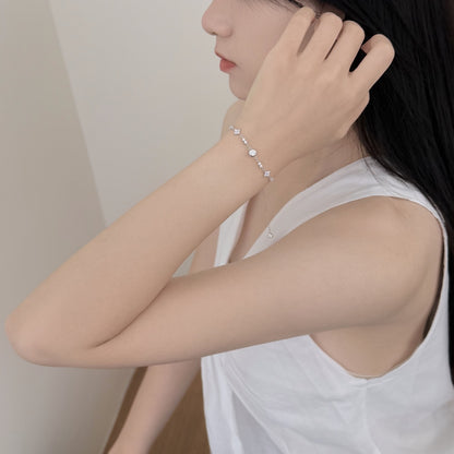 Donut Flower Rhodium-Plated Bracelet