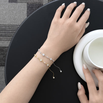 Donut Flower Rhodium-Plated Bracelet