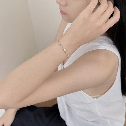 Donut Flower Rhodium-Plated Bracelet