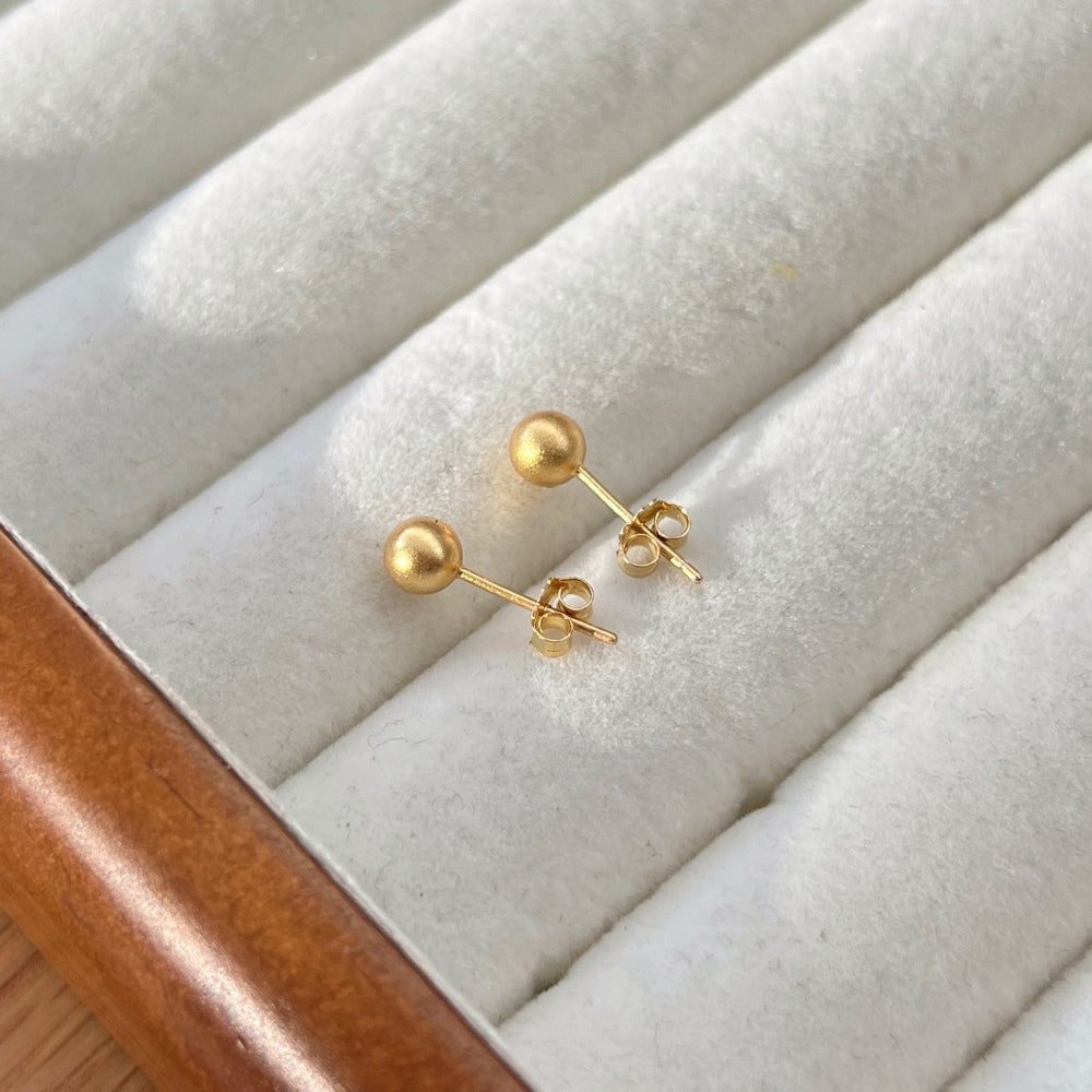 Plain Ball Rhodium-Plated Stud Earrings