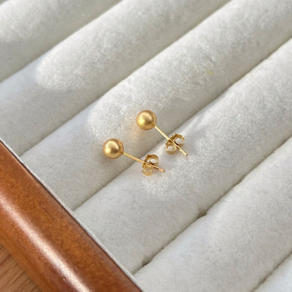 Plain Ball Rhodium-Plated Stud Earrings