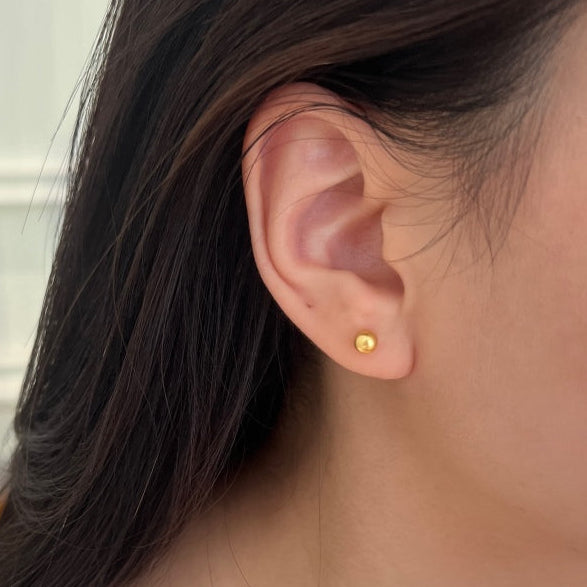 Plain Ball Rhodium-Plated Stud Earrings