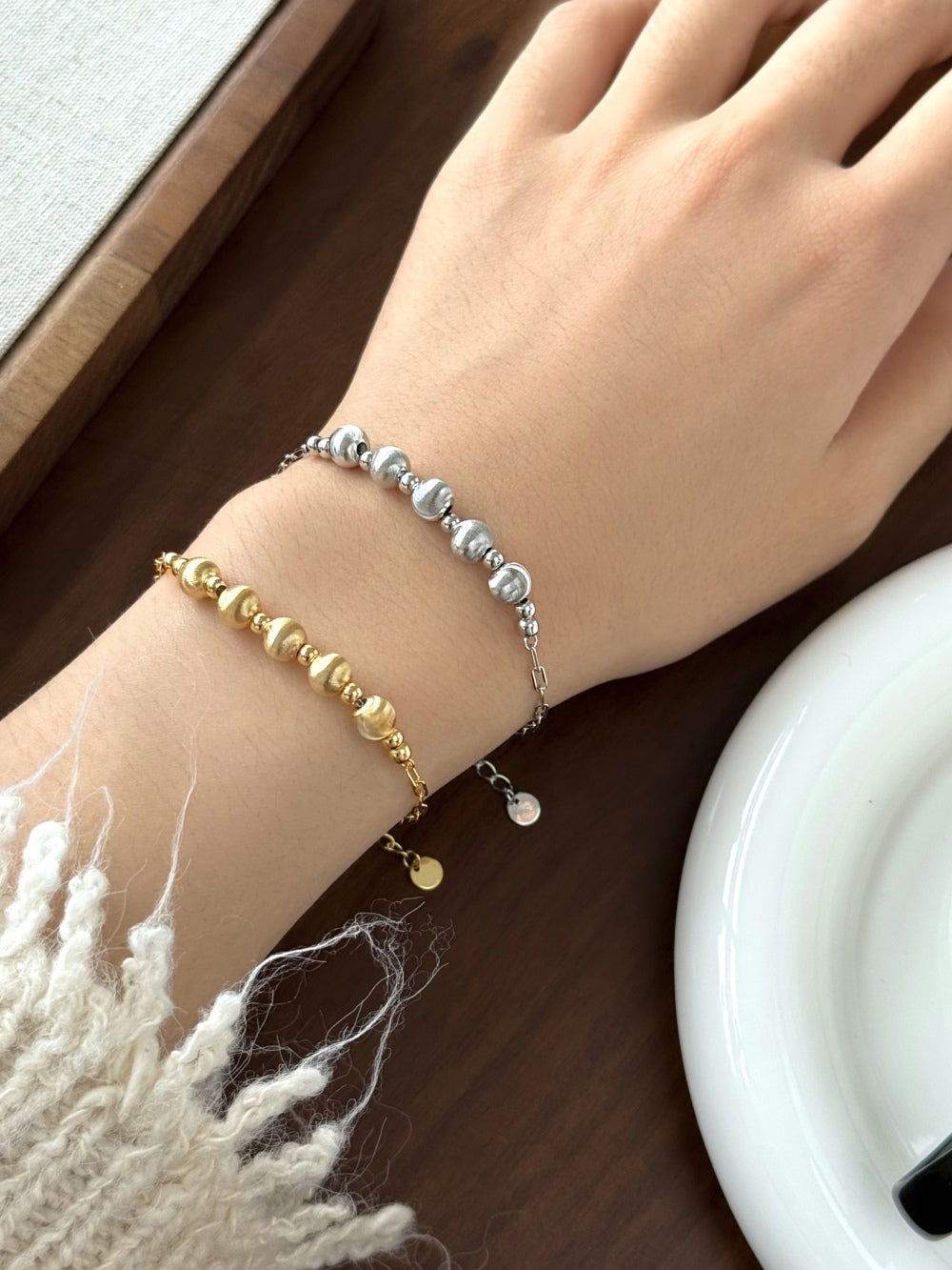 Cat's Eye Paperclip Rhodium-Plated Bracelet