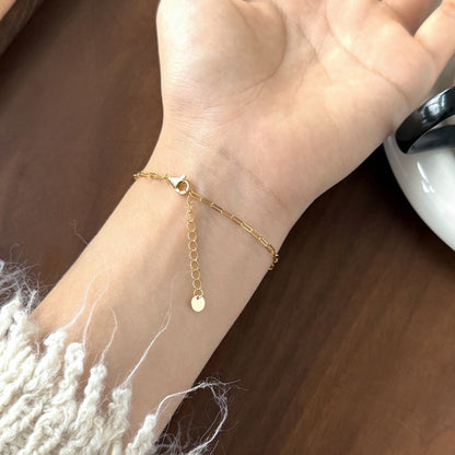 Cat's Eye Paperclip Rhodium-Plated Bracelet