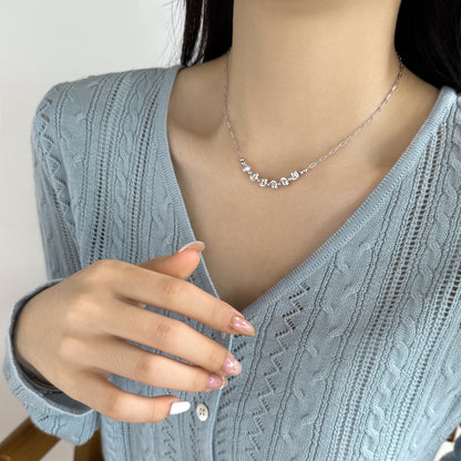 Cat's Eye Paperclip Rhodium-Plated Necklace