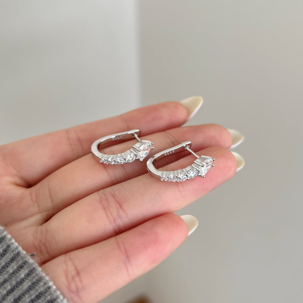 Serpentine Crystal Rhodium-Plated Hoop Earrings