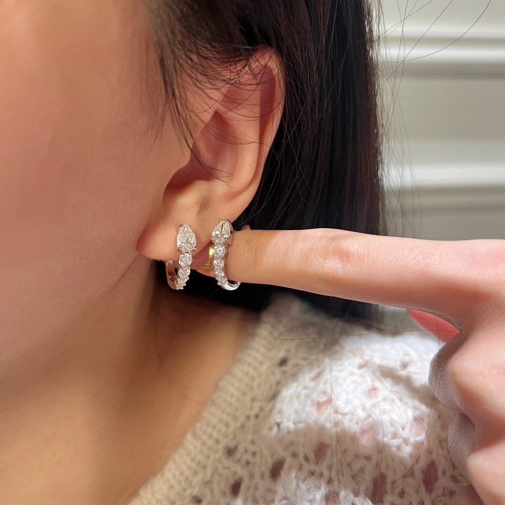 Serpentine Crystal Rhodium-Plated Hoop Earrings