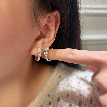 Serpentine Crystal Rhodium-Plated Hoop Earrings