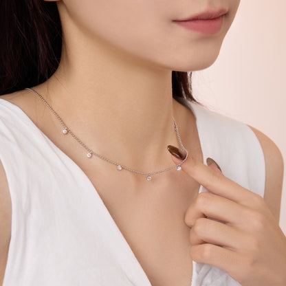 Beaded Crystal Station Rhodium-Plated Necklace