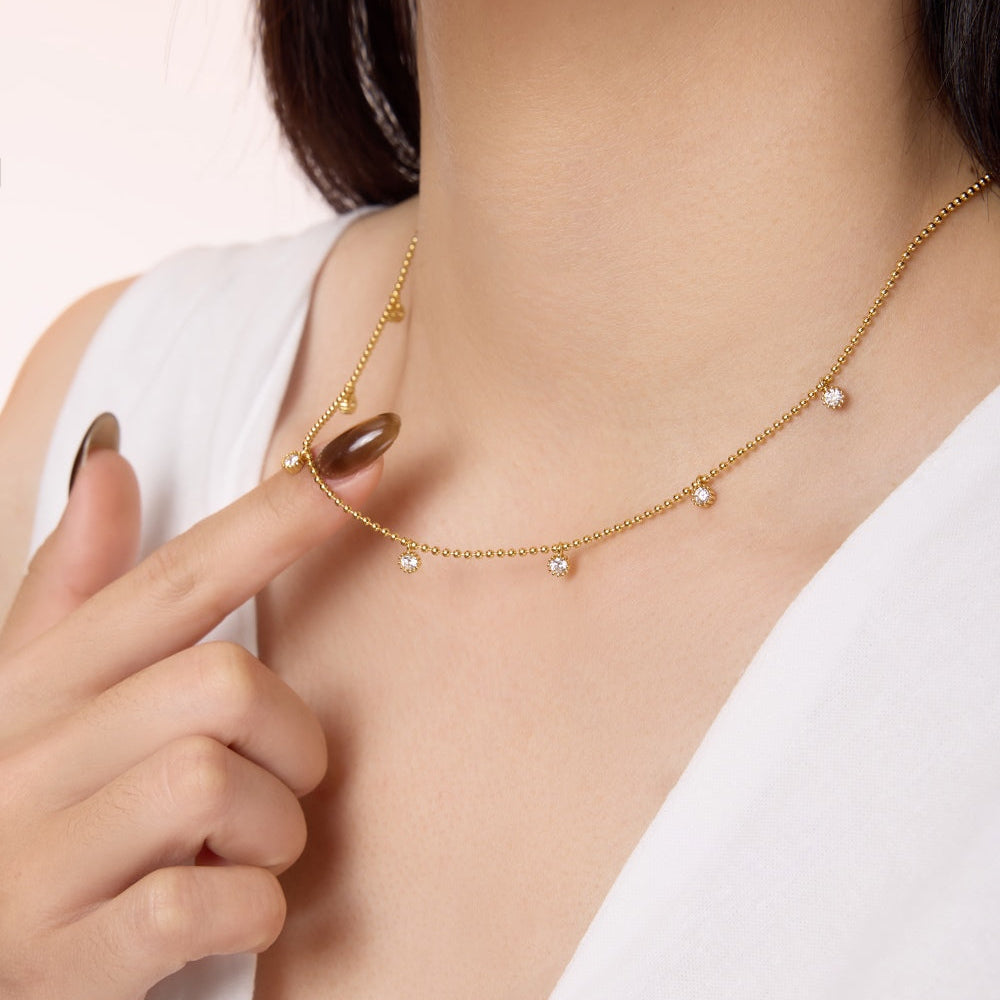 Beaded Crystal Station Rhodium-Plated Necklace