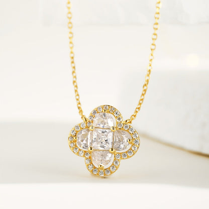 Big Clover Crystal Rhodium-Plated Necklace