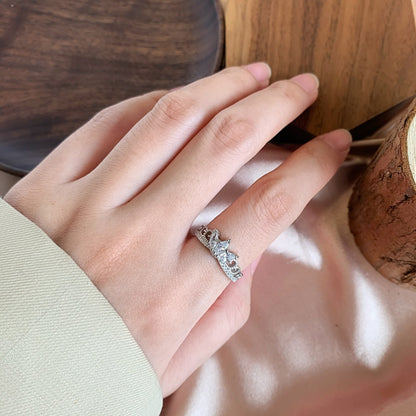 Princess Tiara Rhodium-Plated Ring