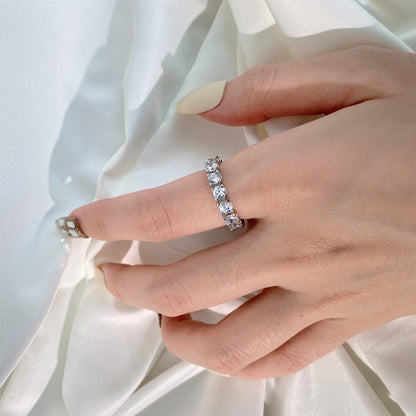 Square Eternity Rhodium-Plated Ring