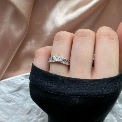 Princess Tiara Rhodium-Plated Ring