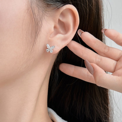 Butterfly Crystal Rhodium-Plated Stud Earrings