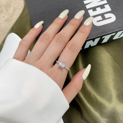 Princess Cut Rhodium-Plated Ring