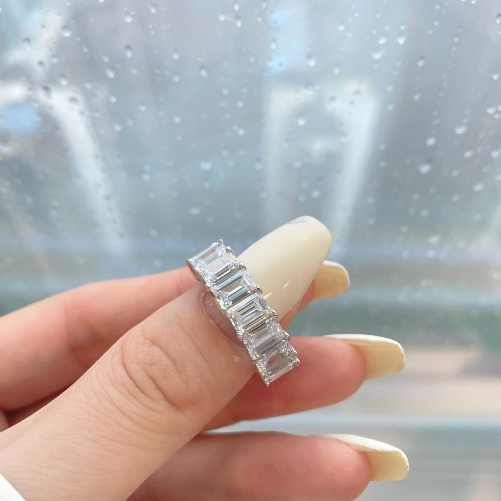 Big Baguette Rhodium-Plated Ring