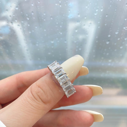 Big Baguette Rhodium-Plated Ring