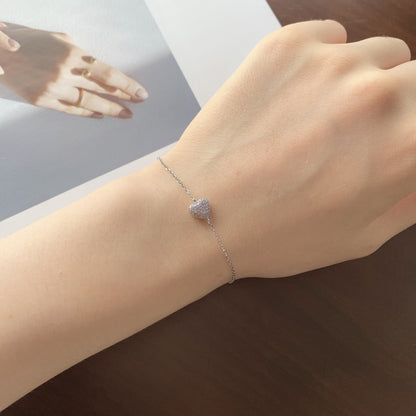 Pink Heart Crystal Rhodium-Plated Bracelet