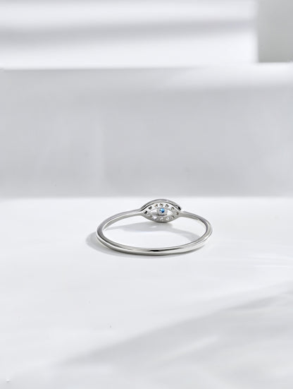 Minimalist Evil Eye Rhodium-Plated Ring