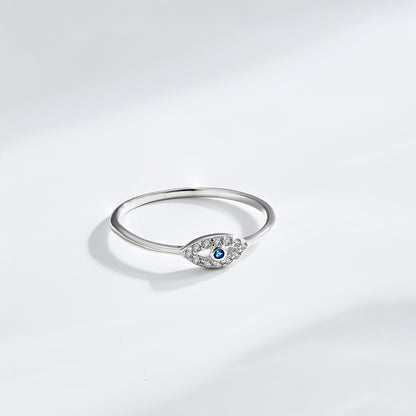 Minimalist Evil Eye Rhodium-Plated Ring
