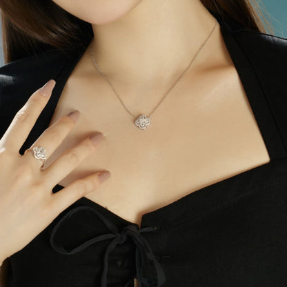 Big Clover Crystal Rhodium-Plated Necklace
