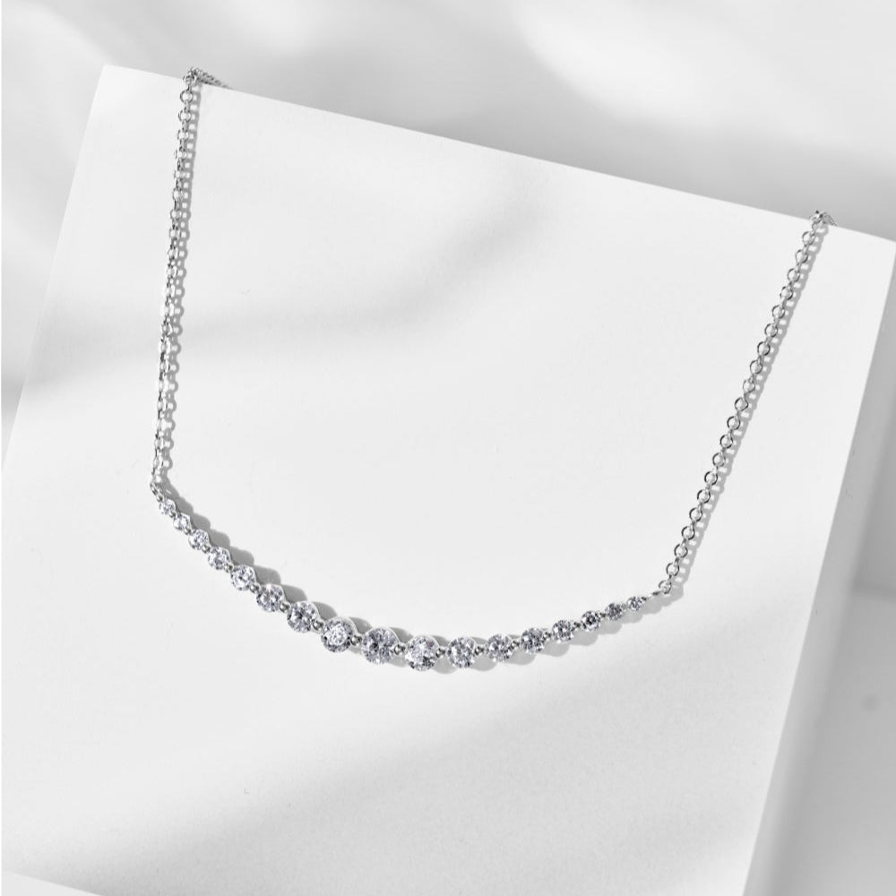 Wide Smile Rhodium-Plated Necklace