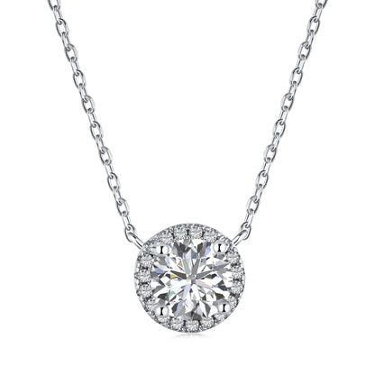 Minimalist Crystal Round Rhodium-Plated Necklace