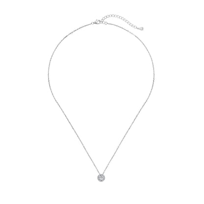 Minimalist Crystal Round Rhodium-Plated Necklace