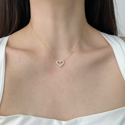 Open Heart Rhodium-Plated Necklace