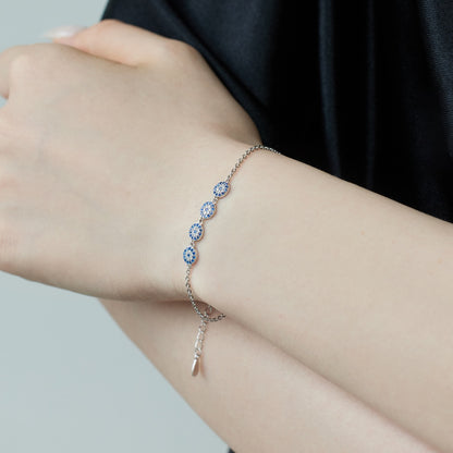 Four Evil Eye Crystal Rhodium-Plated Bracelet