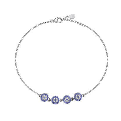 Four Evil Eye Crystal Rhodium-Plated Bracelet