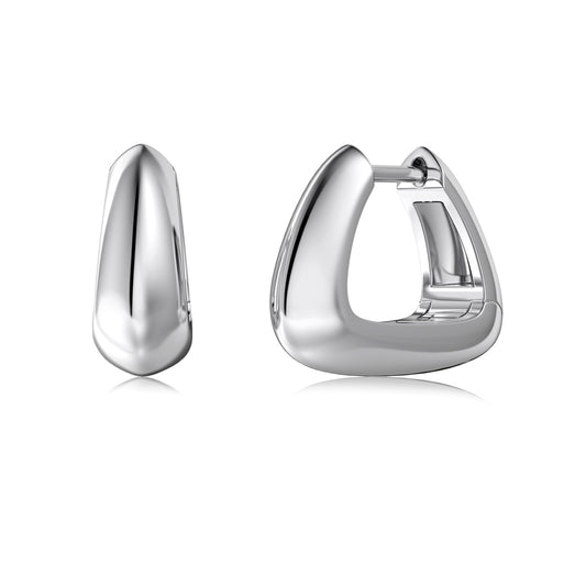 Chunky U Rhodium-Plated Hoop Earrings