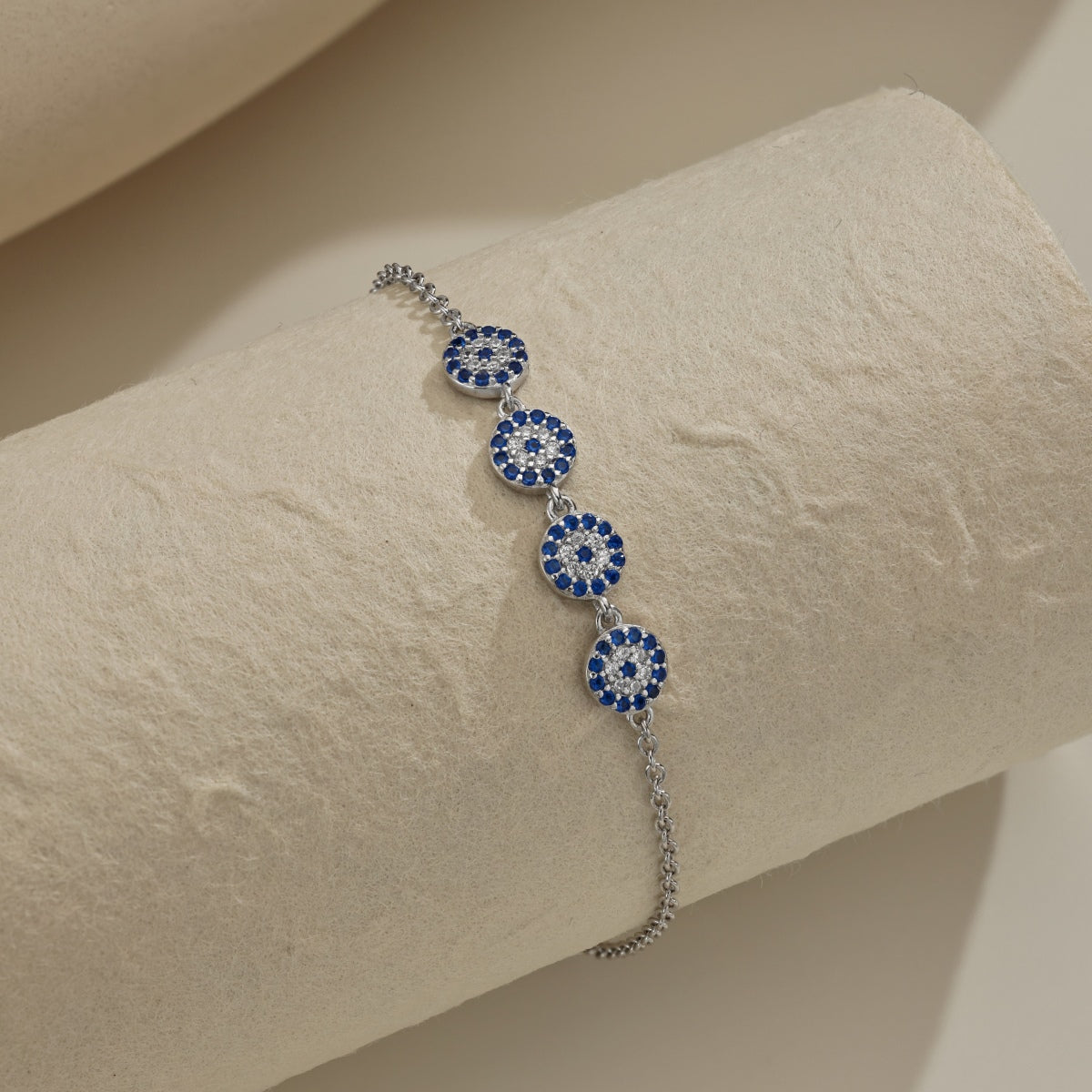 Four Evil Eye Crystal Rhodium-Plated Bracelet