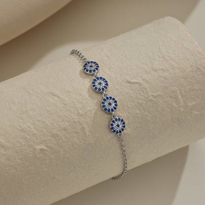 Four Evil Eye Crystal Rhodium-Plated Bracelet