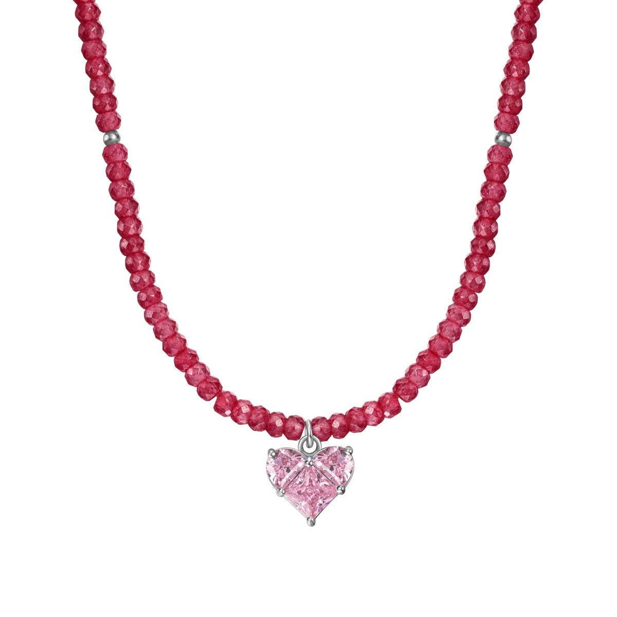 Beaded Clover Rhodium-Plated Necklace