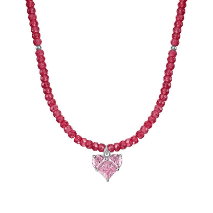 Beaded Clover Rhodium-Plated Necklace