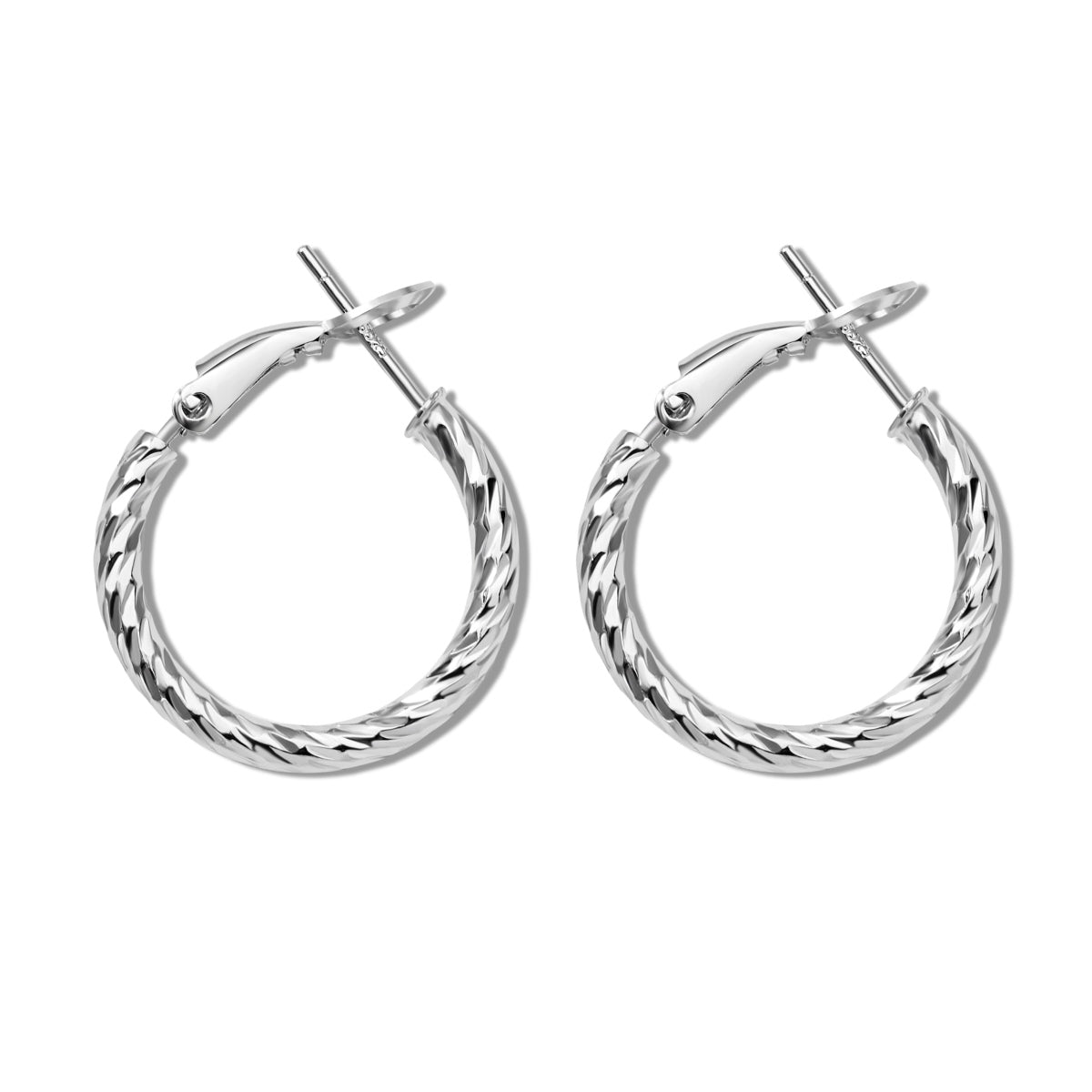 Twisted Rhodium-Plated Hoop Earrings