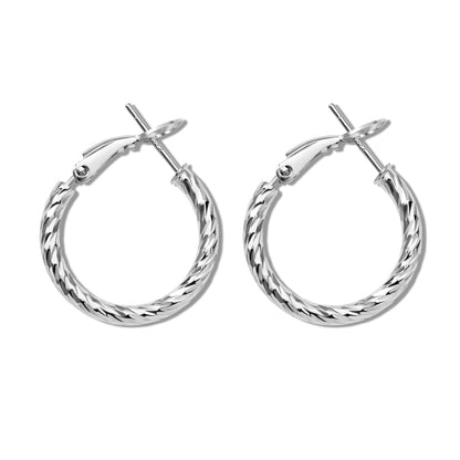 Twisted Rhodium-Plated Hoop Earrings