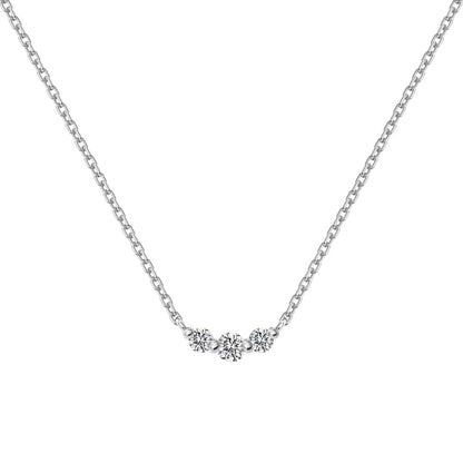 Minimalist Three Stone Rhodium-Plated Necklace