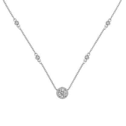 Crystal Round Donut Rhodium-Plated Necklace
