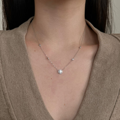 Crystal Round Donut Rhodium-Plated Necklace