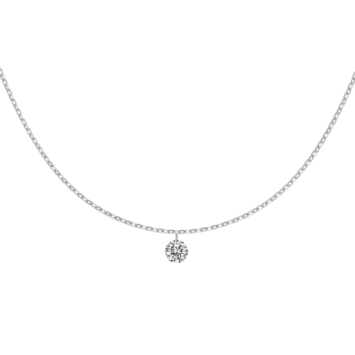 Round Dangling Rhodium-Plated Necklace