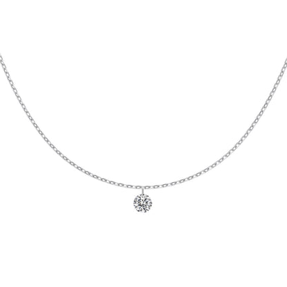 Round Dangling Rhodium-Plated Necklace