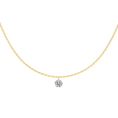 Round Dangling Rhodium-Plated Necklace